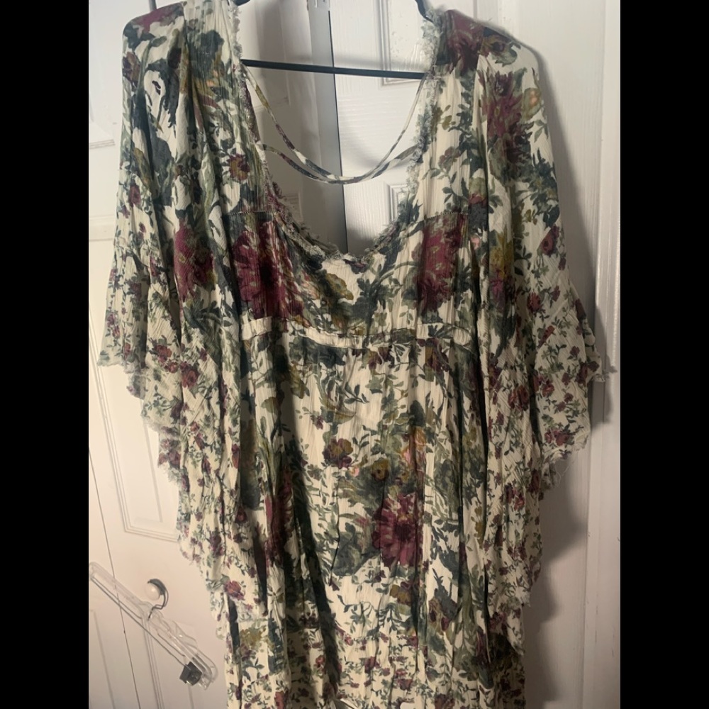 Free People Heart of Gold floral print tunic dress sz L.